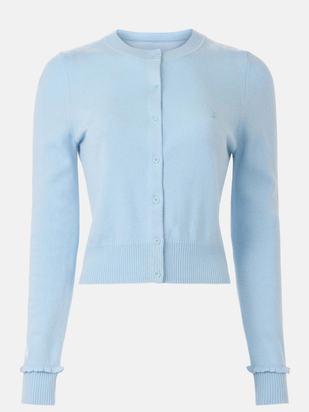 Sandro Emile Cardigan With Ruffle Sleeve Crew Neck Long Sleeve Size S